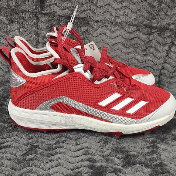 Adidas Ironskin Icon 6 Metal Baseball Cleats Red/White EG6550 (NWT) Size 8 - Picture 4 of 6